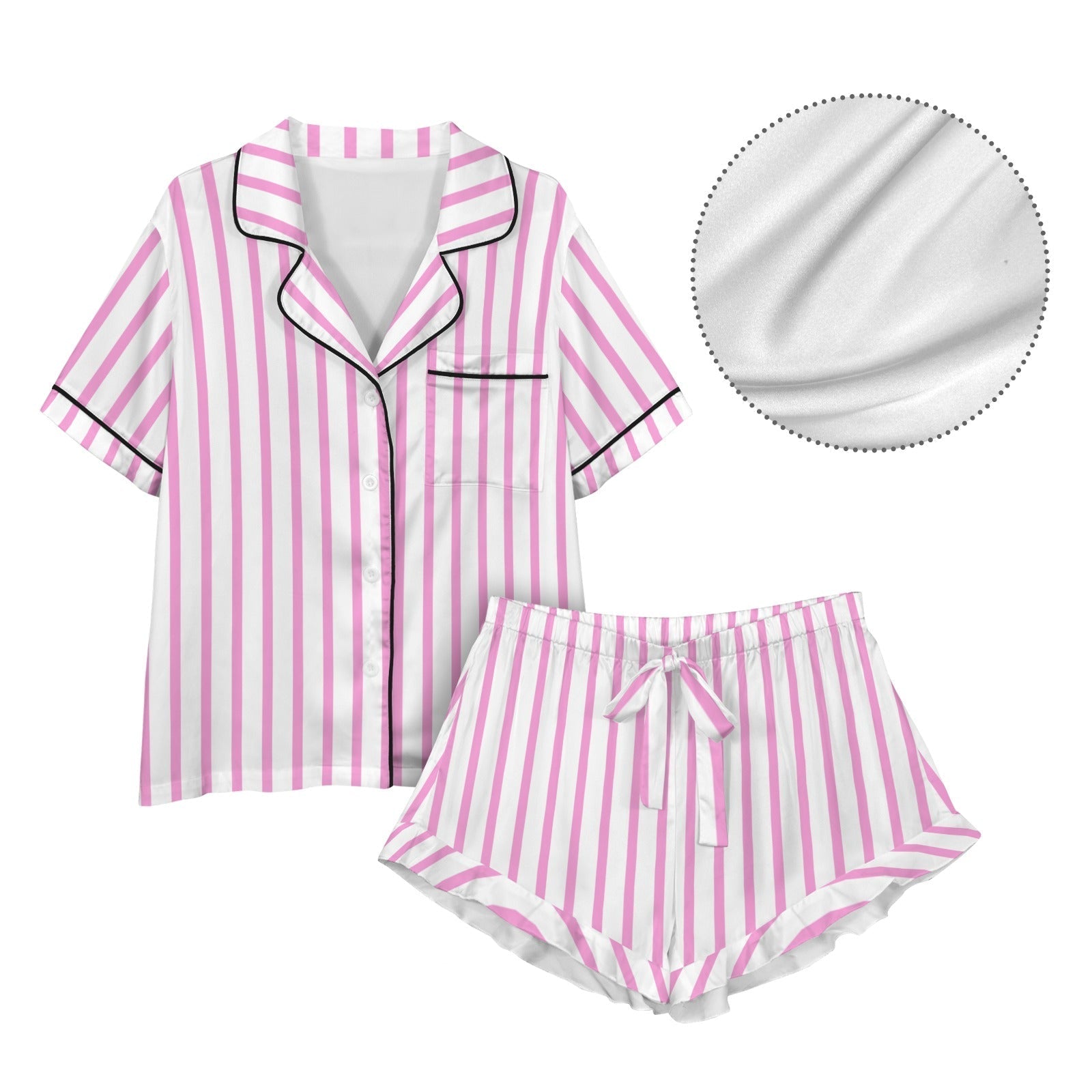 Baha Ranch Retro Pop Western Wild West Pink Pin Stripe Satin Pajamas Baha Ranch Western Wear