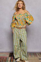 POL Floral Print Off-Shoulder Smocked Blouse