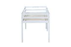 Solid Wooden, Rubber Wooden Twin Loft Bed with Ladder, Bed Platform of Strengthened Slats , White