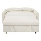 Modern Convertible Pull-out Sofa Bed with USB Ports and Pillows, Beige Corduroy, 57.48 inches