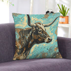 Baha Ranch Painted Longhorn Velvety Soft Pillow Case Made in America Baha Ranch Western Wear