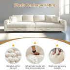 102.4 'Plush Corduroy 4-Seat Sofa,Modern Comfy Upholstered Sofa Cloud Couch,Deep Seat Couches with Soft Pillows and Movable Ottoman,Convertible Sofa Lounge Chair,for Living Room,Apartment,Office,Beige