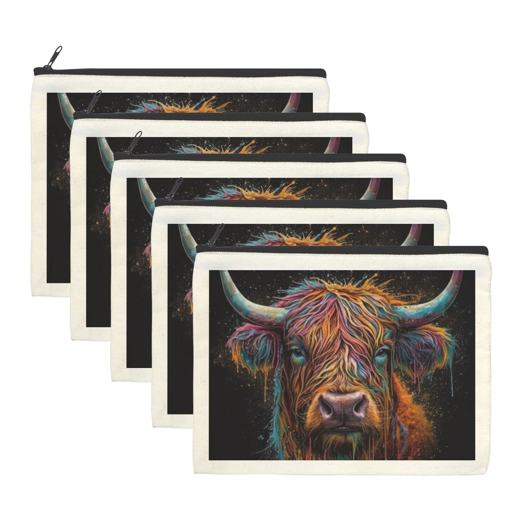 Painted Highland Cow Cosmetic Bag Pack of 5 Made in America Baha Ranch Western Wear