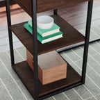 L-Shaped Desk, Brown finish