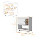 Texas Bar Cart, One Cabinet, Six Bottle Cubbies, One Lower Panel, Four Casters