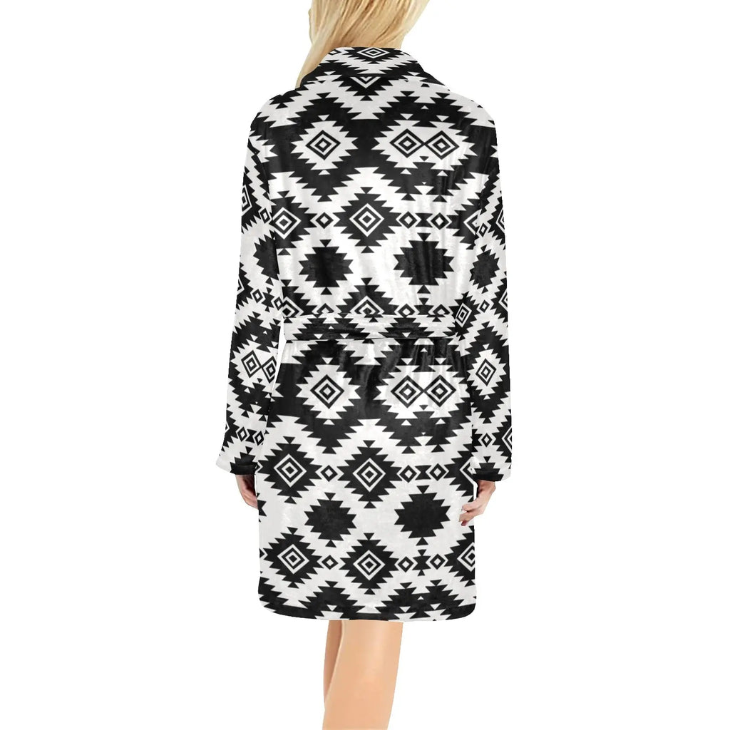 Black Aztec Women's Western Bath Robe Baha Ranch Western Wear