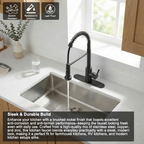 Kitchen Faucet with Pull Down Sprayer Industrial 1 Handle 1 Hole Or 3 Hole Faucet for Farmhouse Camper Laundry Utility Rv Wet Bar Sinks, Stainless Steel, Matte Black