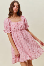 SO ME Texture Woven Ruching On Bust Mini Dress