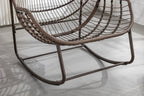 Outdoor Rattan Rocking Chair,Padded Cushion Rocker Recliner Chair Outdoor for Front Porch, Living Room, Patio, Garden, Grey