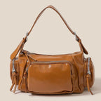 Fame Glossy Faux Leather Multi Pocket Hand Bag