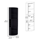 71' Corner Bar Cabinet with Five Shelves, Eight Bottle Cubbies and Stemware,Black