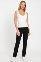 Zenana Ribbed Seamless Bra Padded V-neck Tank Top