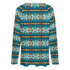 Baha Ranch Teal Aztec Long Sleeve Top Baha Ranch Western Wear