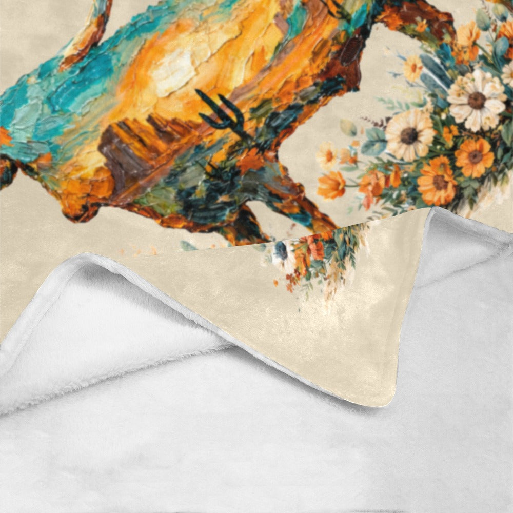 Baha Ranch Painted Longhorn Throw Blanket 60" x 80" Made in America Baha Ranch Western Wear