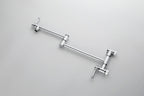 Wall mounted Pot Filler Faucet, Modern Brass Pot Filler Two-Attachment Wall Mount Folding Kitchen Pot Filler Swing Arm