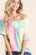 BiBi Tie Dye French Terry Print Top
