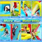 7 in1 Inflatable slide water park bouncing house outdoor Soccer garden bouncer with Splash pool  & Water gun & Climbing wall & Basketball & Football