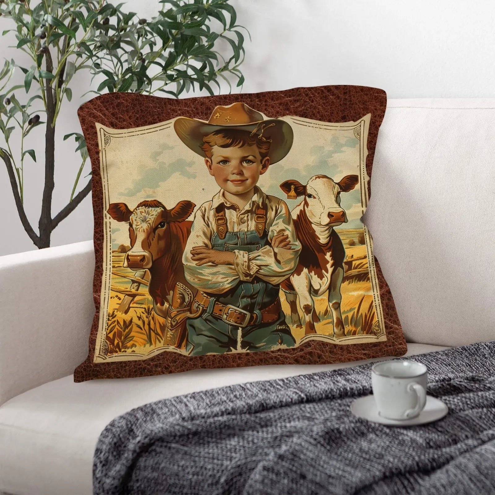Vintage Cowboy Pillow Case Made in America Baha Ranch Western Wear