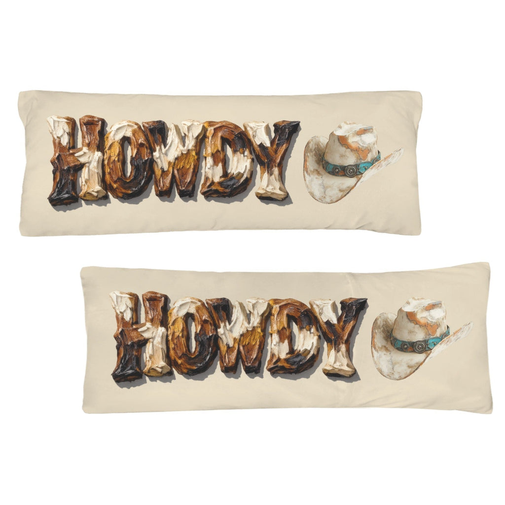 Baha Ranch Western Howdy Highland Cow Body Pillow Cover Made in America Baha Ranch Western Wear