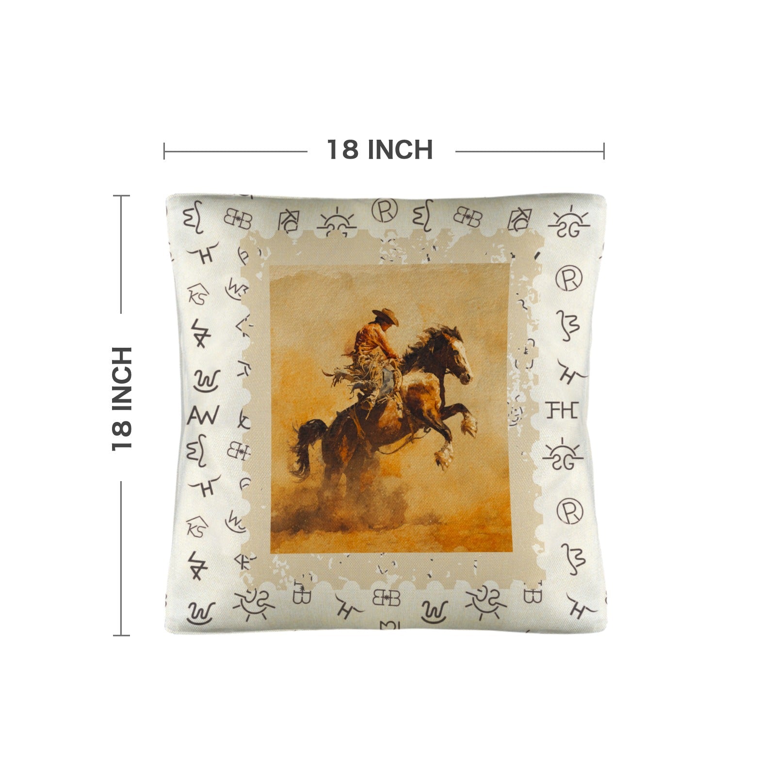 Baha Ranch Vintage Rodeo Stamp Throw Pillow Made in America Baha Ranch Western Wear