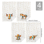 Set of 4 Minimalistic Cowboy Western Cattle Brands Kitchen Towels Made in America Baha Ranch Western Wear