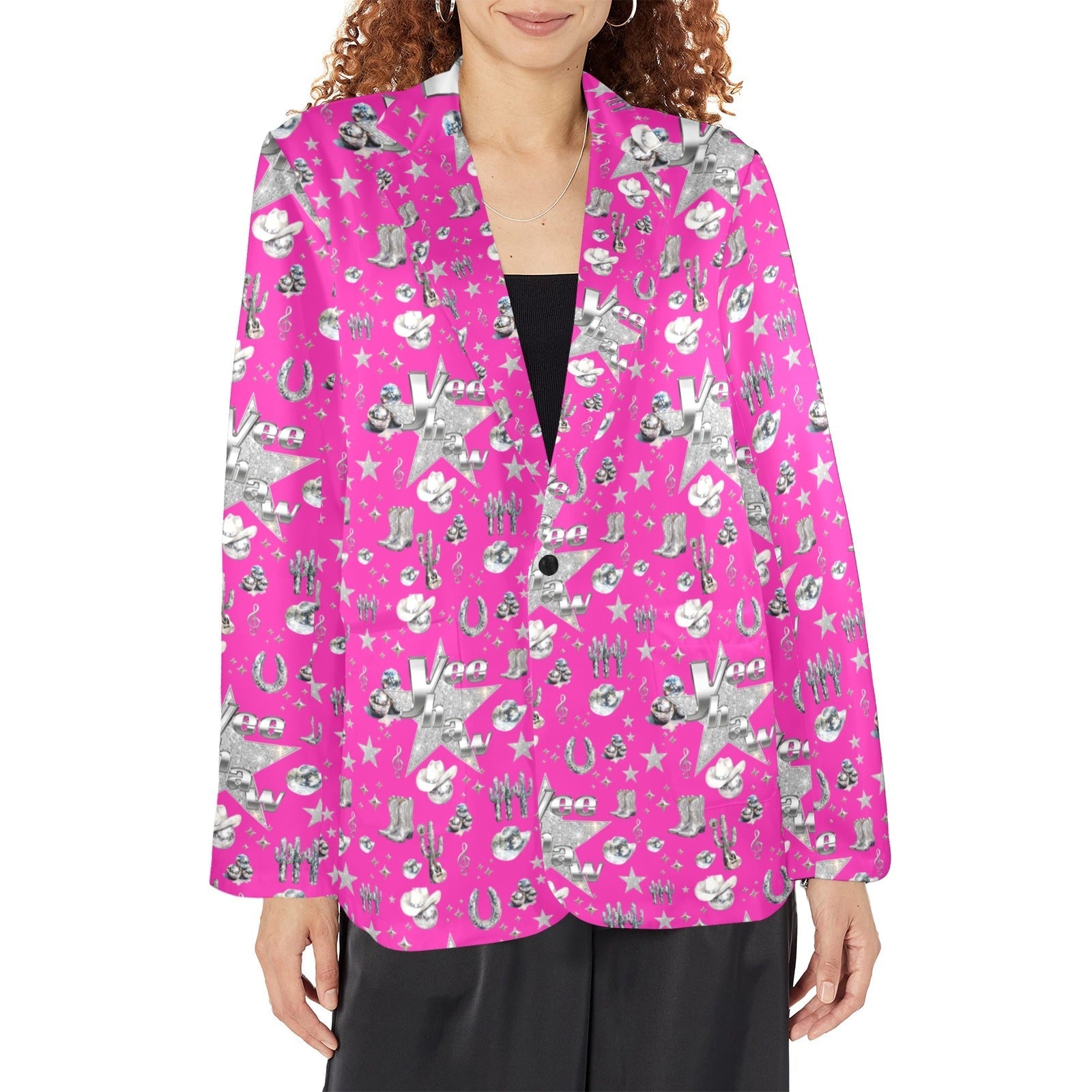 Baha Ranch Hot Pink YEEHAW Rhinestone Cowgirl Blazer Baha Ranch Western Wear
