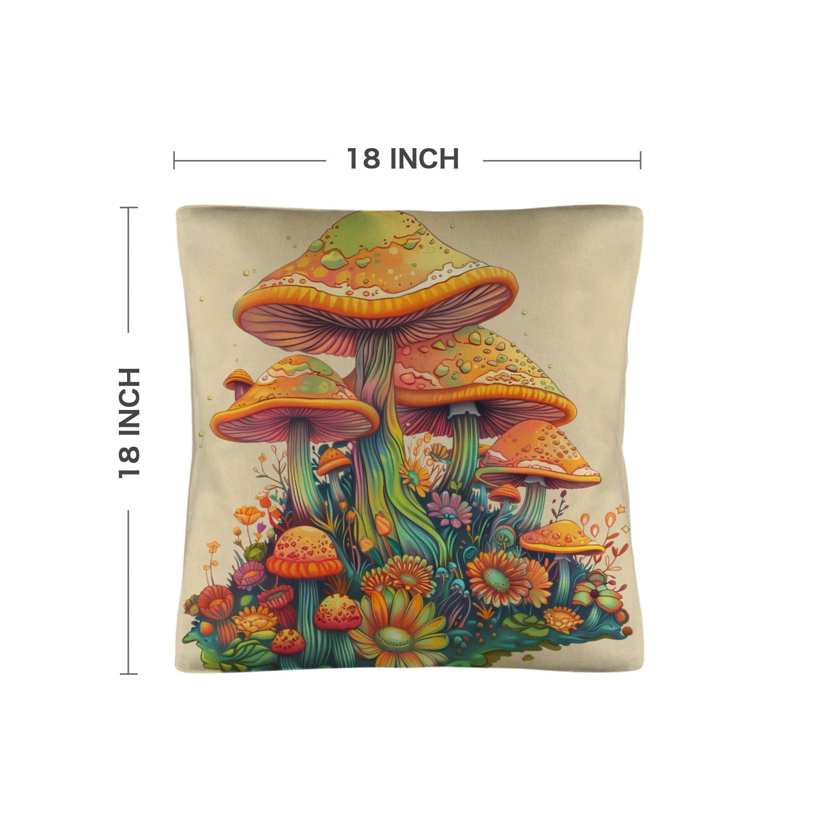 Retro Mushrooms Pillow Case Made in America Baha Ranch Western Wear