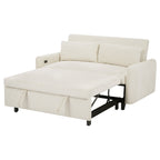 Modern Convertible Pull-out Sofa Bed with USB Ports and Pillows, Beige Corduroy, 57.48 inches