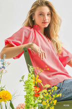 Umgee Scalloped Hem Textured Blouse