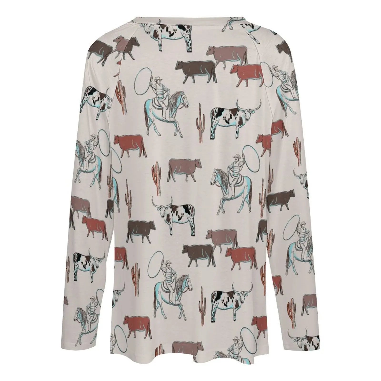 Baha Ranch Western Cow Cattle Long Sleeve Top Baha Ranch Western Wear