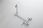 Wall mounted Pot Filler Faucet, Modern Brass Pot Filler Two-Attachment Wall Mount Folding Kitchen Pot Filler Swing Arm