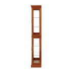 Lighted Curio Cabinet with Adjustable Shelves, Mirrored Back, and Tempered Glass Doors, 6-Tier Walnut Finish