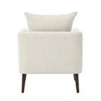 Modern Chenille Accent Chair, Upholstered Armchair for Living Room, Mid Century Fabric Lounge Chair w/Pillow, Comfortable Reading Chair with Wood Legs for Living Room, Bedroom, Reception Room (Beige)