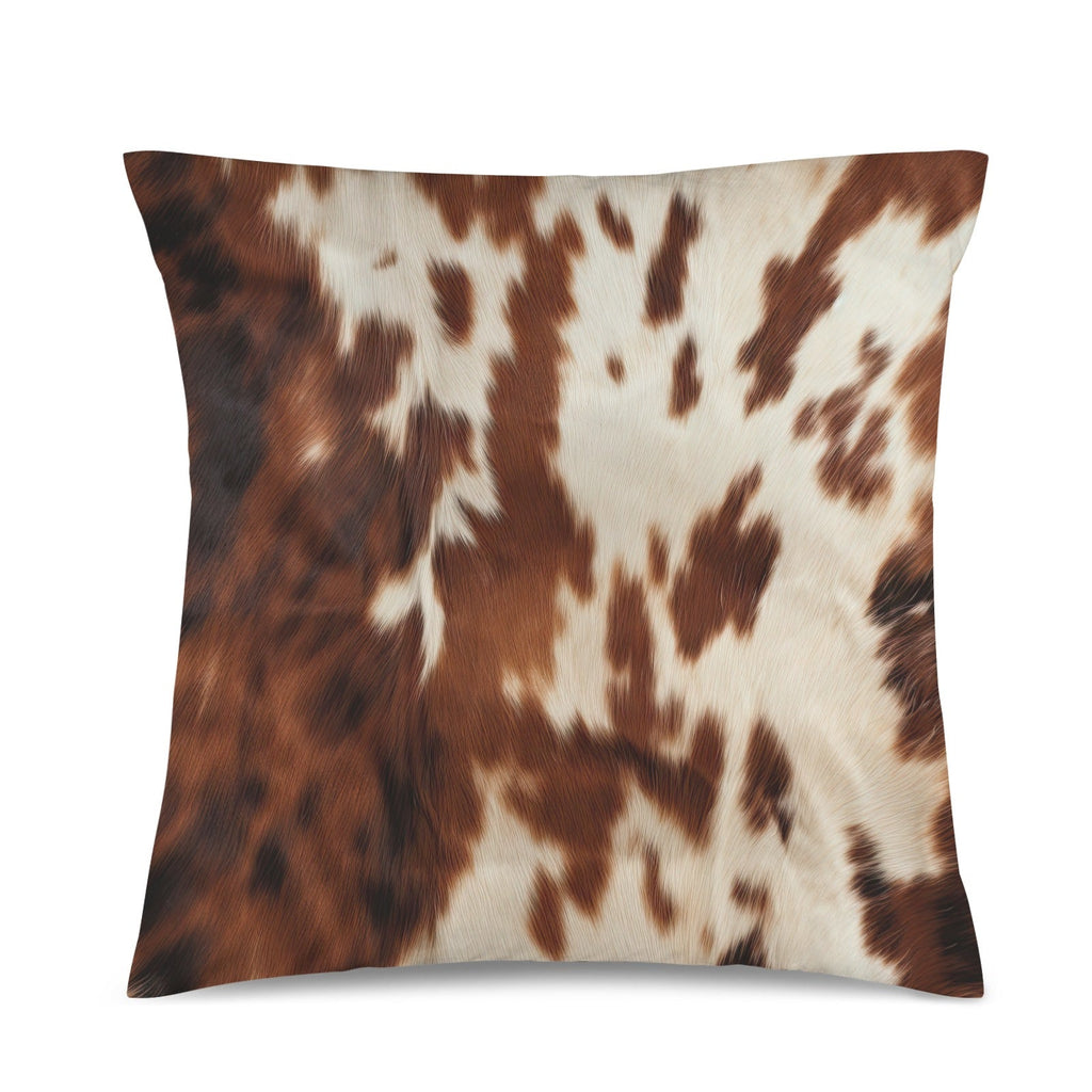 Brown Cow Hide Print Velvety Soft Throw Pillow Case Made in America Baha Ranch Western Wear