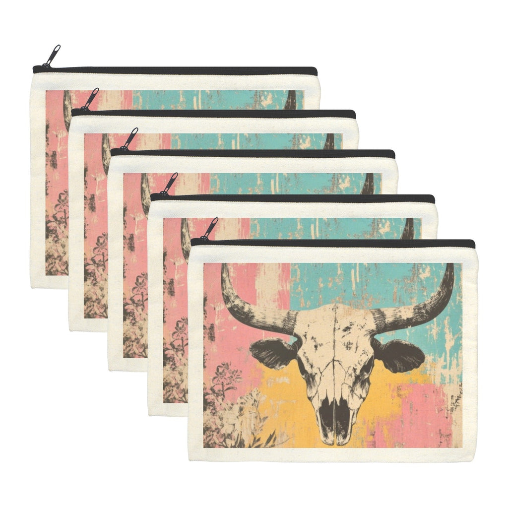 Baha Ranch Pop Western Skull Cosmetic Bag Pack of 5 Made in America Baha Ranch Western Wear