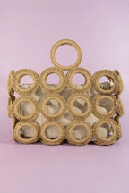 Fame Straw Round Pattern Mesh Hand Bag