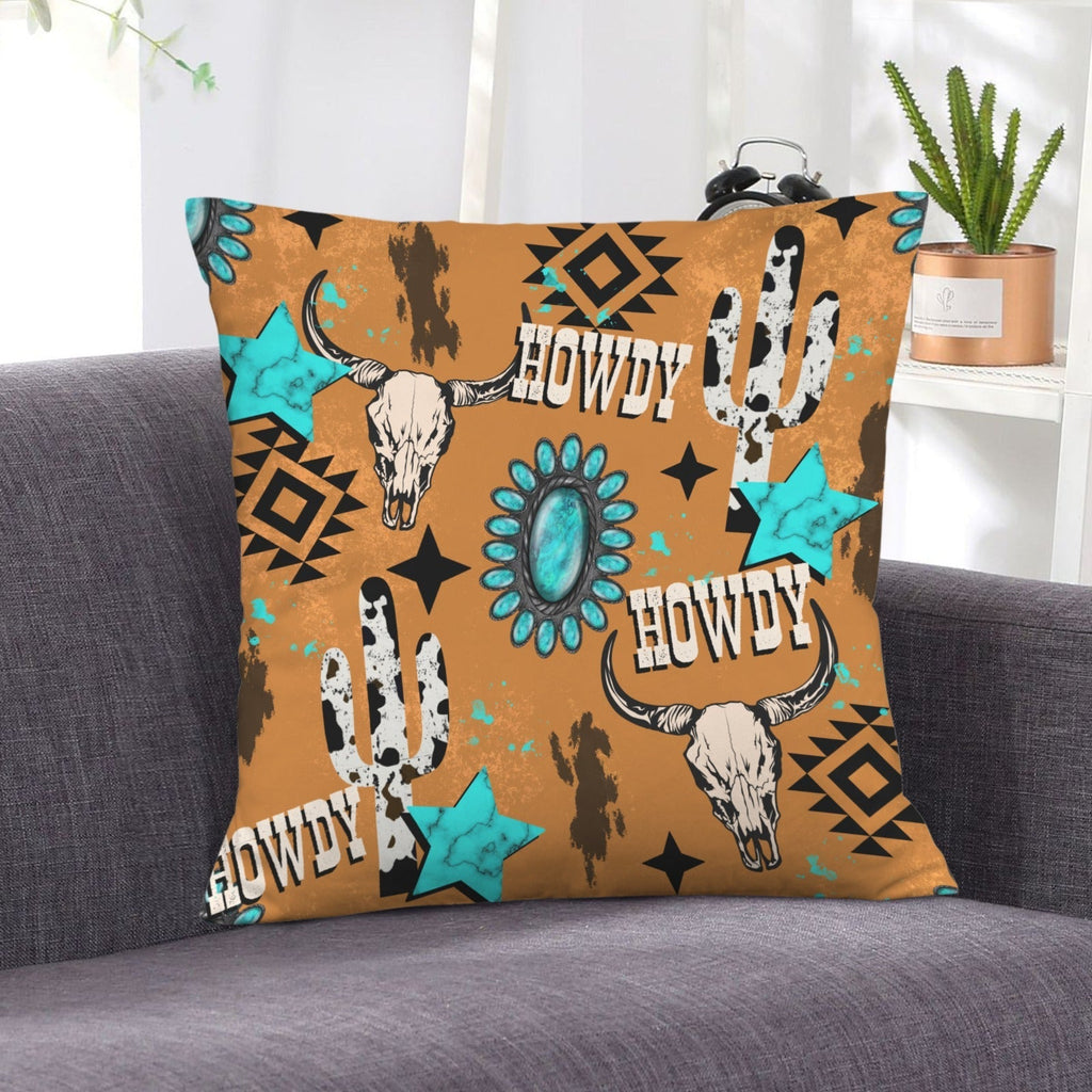 Baha Ranch Howdy Velvety Soft Throw Pillow Case Made in America Baha Ranch Western Wear