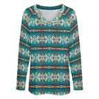Baha Ranch Teal Aztec Long Sleeve Top Baha Ranch Western Wear