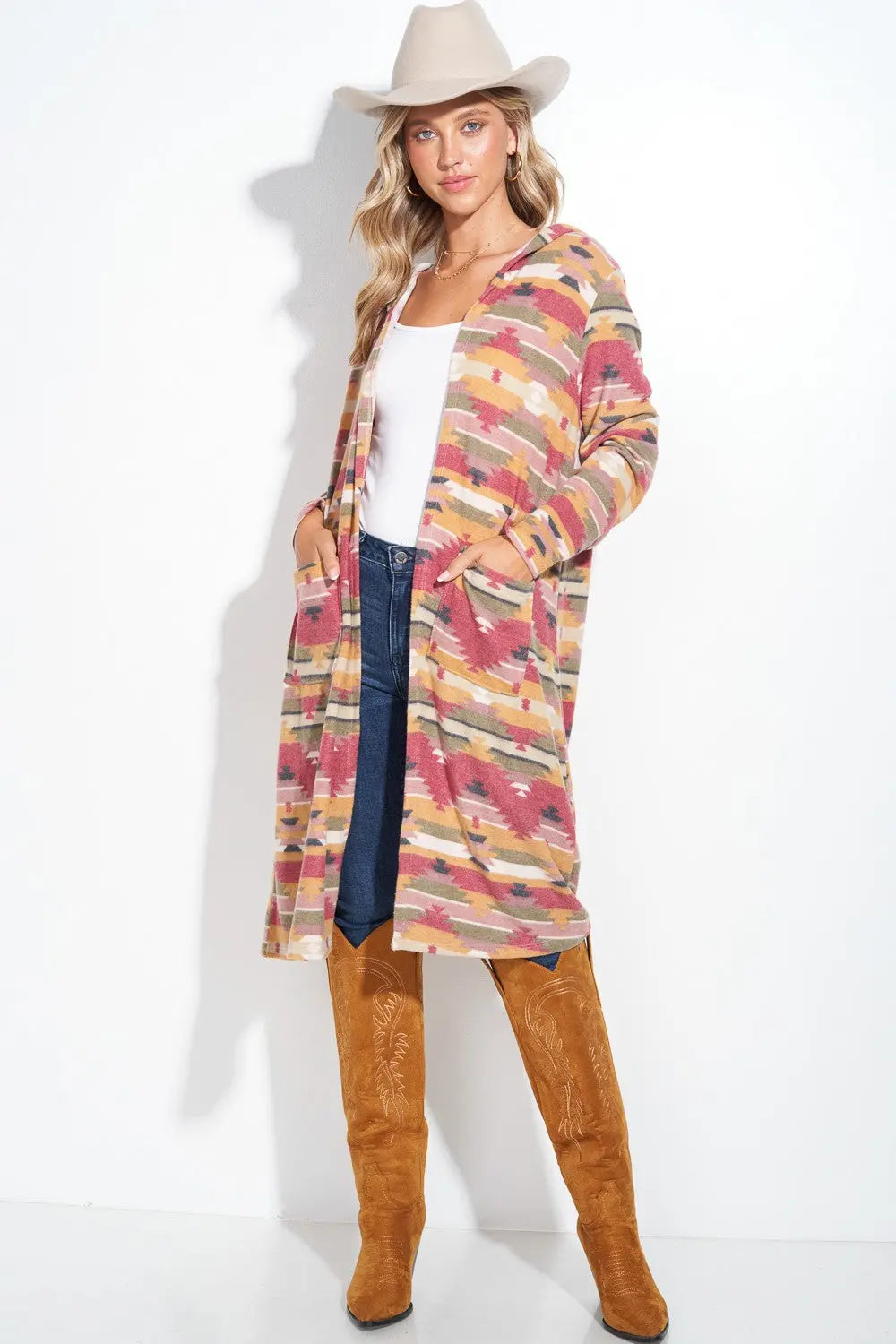 Aztec Hooded Cardigan Made in America Baha Ranch Western Wear