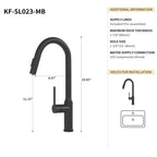 Bothwa Home 18.83' CUPC Certified Pull-down Kitchen Faucet (Matt Black Finish)