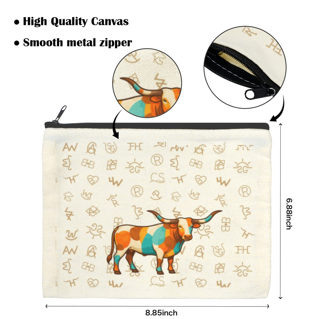 Baha Ranch Brand Longhorn Pack of 5 bags Cosmetic Bag Made in America Baha Ranch Western Wear