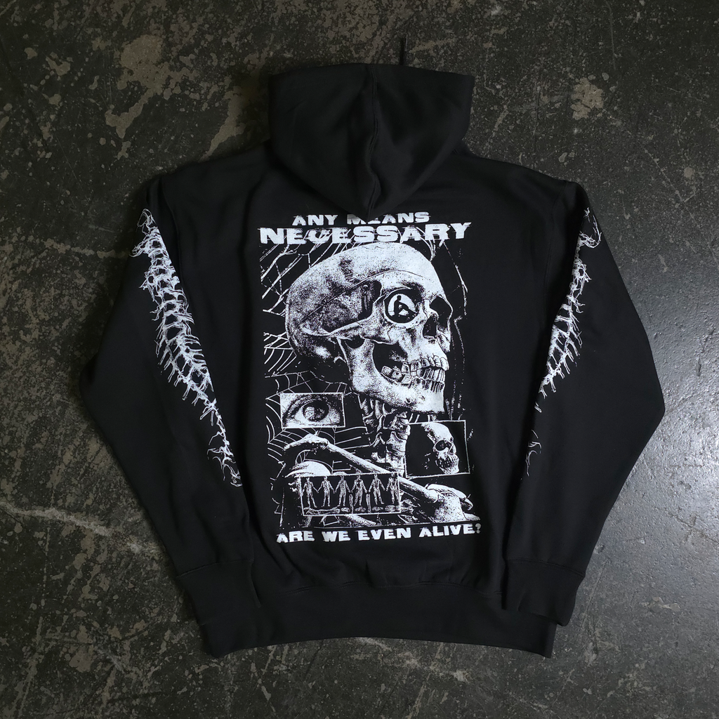 Are We Even Alive Pullover Hoodie Black Any Means Necessary Clothing