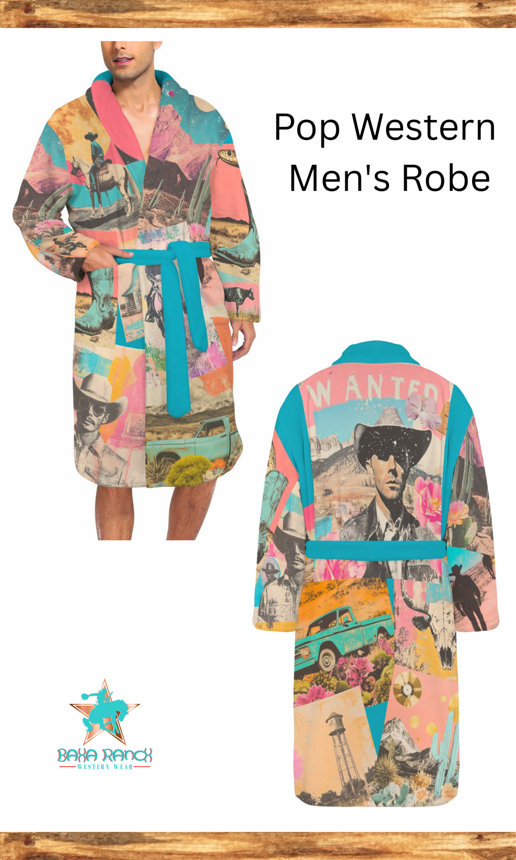 Baha Ranch Retro Pop Western Men's Robe Baha Ranch Western Wear