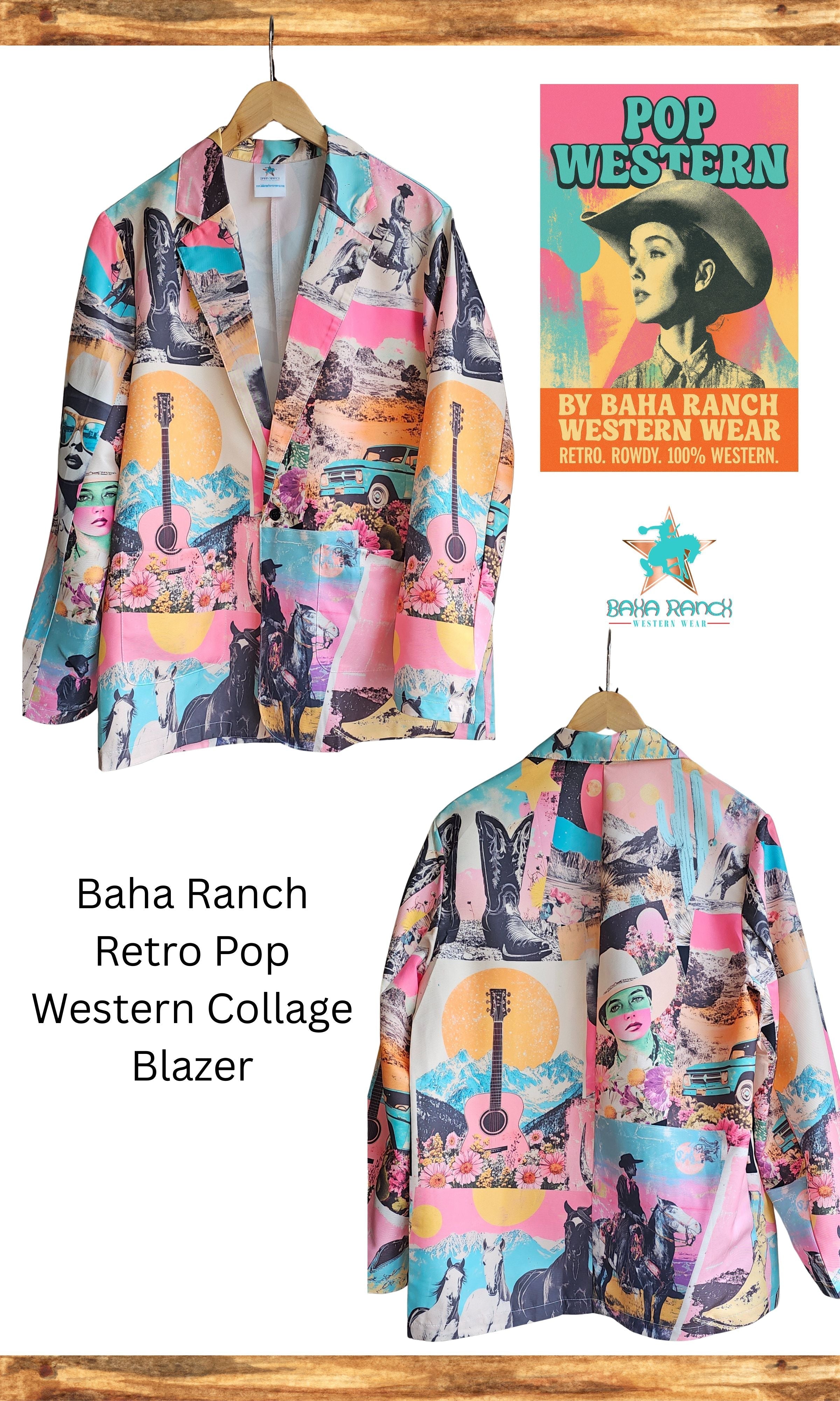 Baha Ranch Retro Pop Western Collage Blazer Baha Ranch Western Wear