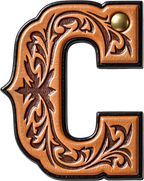 Monogrammed Initial Western Leather Look Saddle Longhorn Cowboy Cowgirl Kitchen Dish Towels Made in America Baha Ranch Western Wear