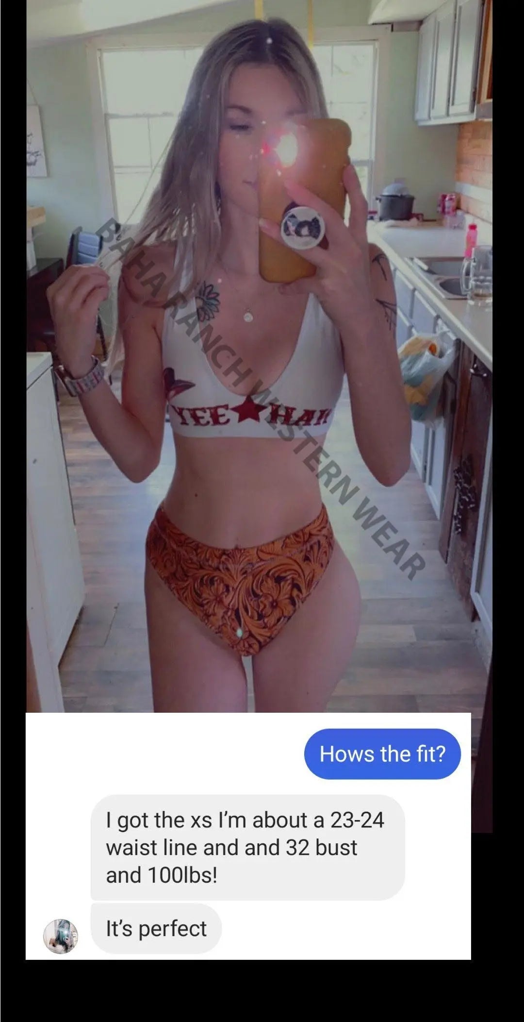 Yeehaw Tooled Leather Print Bikini Baha Ranch Western Wear