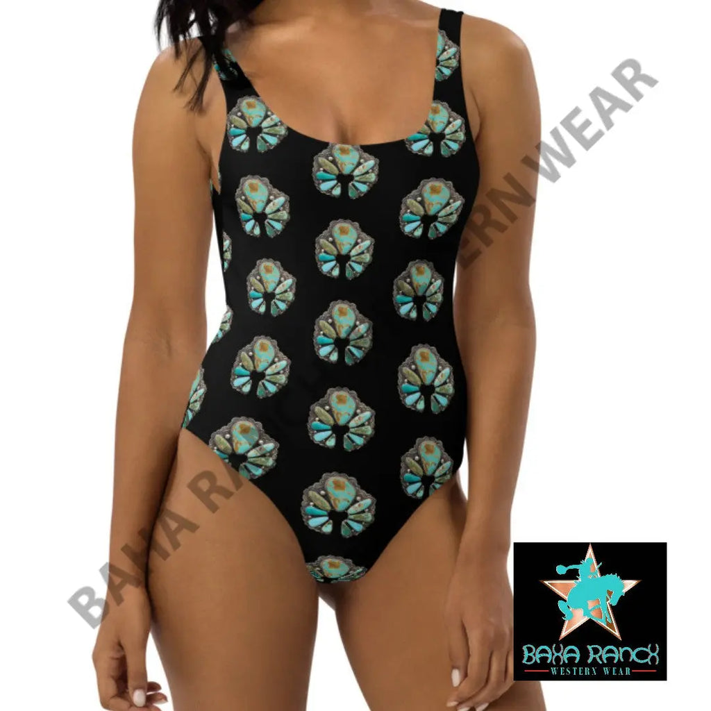 Yeehaw Black Naja One Piece Swimsuit Baha Ranch Western Wear