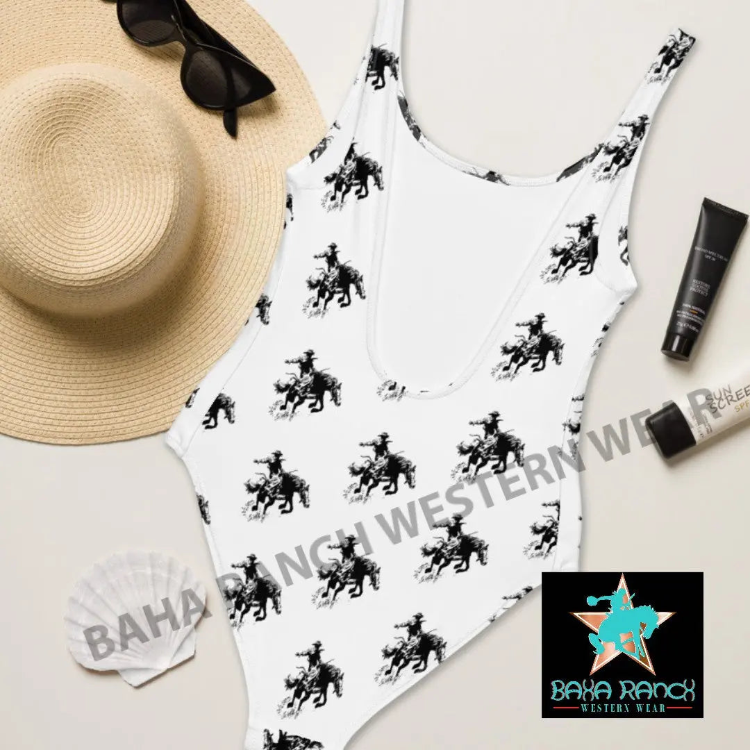 Yeehaw Rodeo Cowboy One Piece Swim Suit Baha Ranch Western Wear