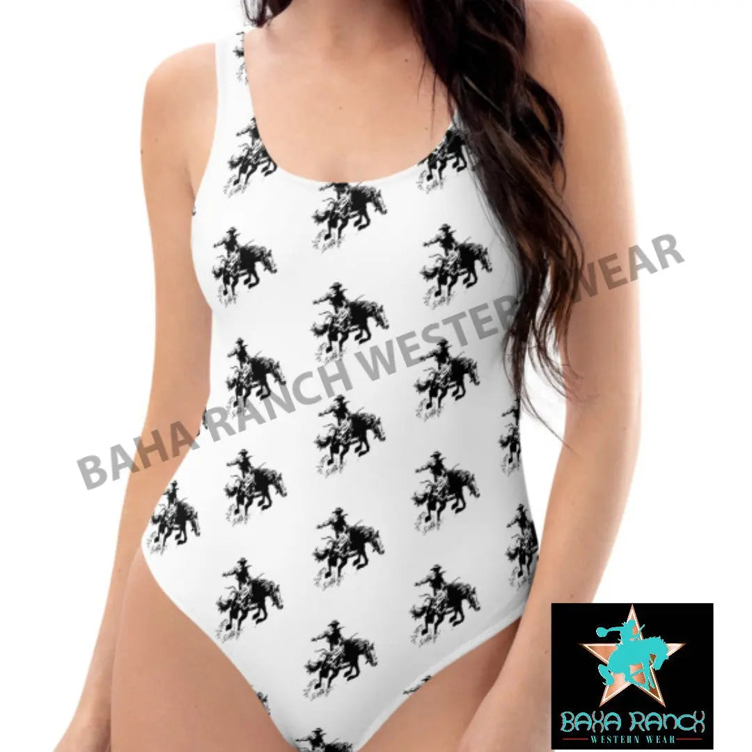 Yeehaw Rodeo Cowboy One Piece Swim Suit Baha Ranch Western Wear