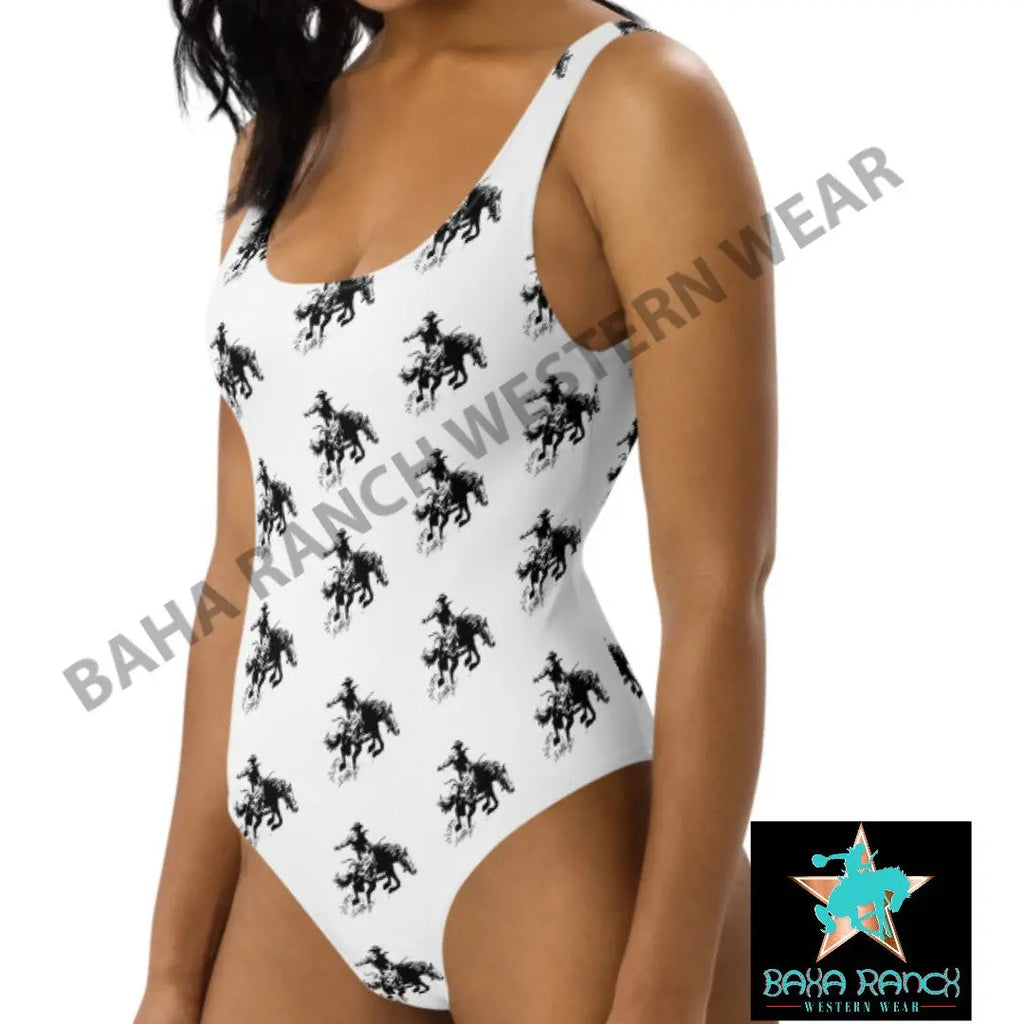 Yeehaw Rodeo Cowboy One Piece Swim Suit Baha Ranch Western Wear